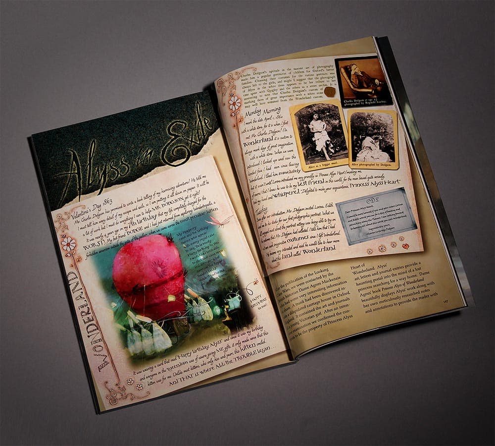 An interior spread of illustrated panels.