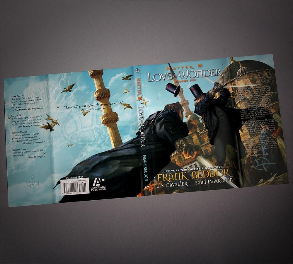The book photographed against a grey backdrop.
