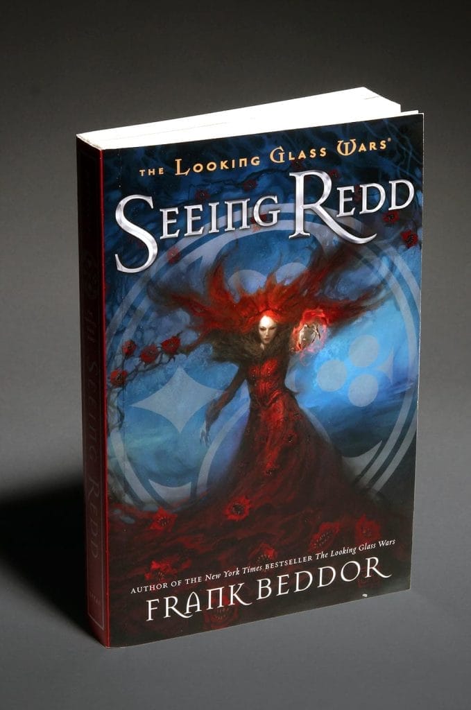 The paperback standing upright, photographed at an angle against a grey backdrop.