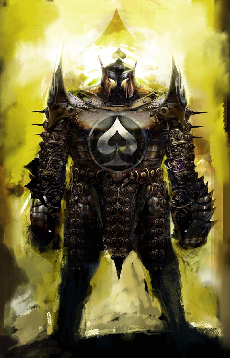 The Spade Mauler card soldier in armour.