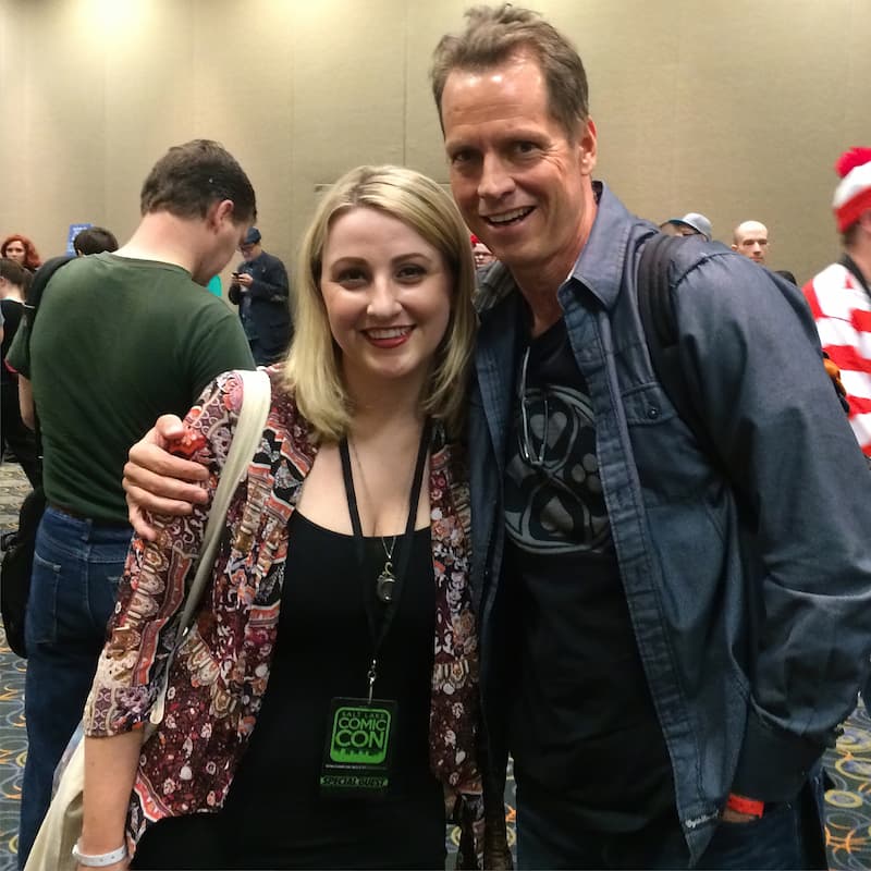 Beddor with his arm round the author Shannon Messenger at Salt
               Lake Comic Con, both smiling, her special-guest badge on a
               lanyard.