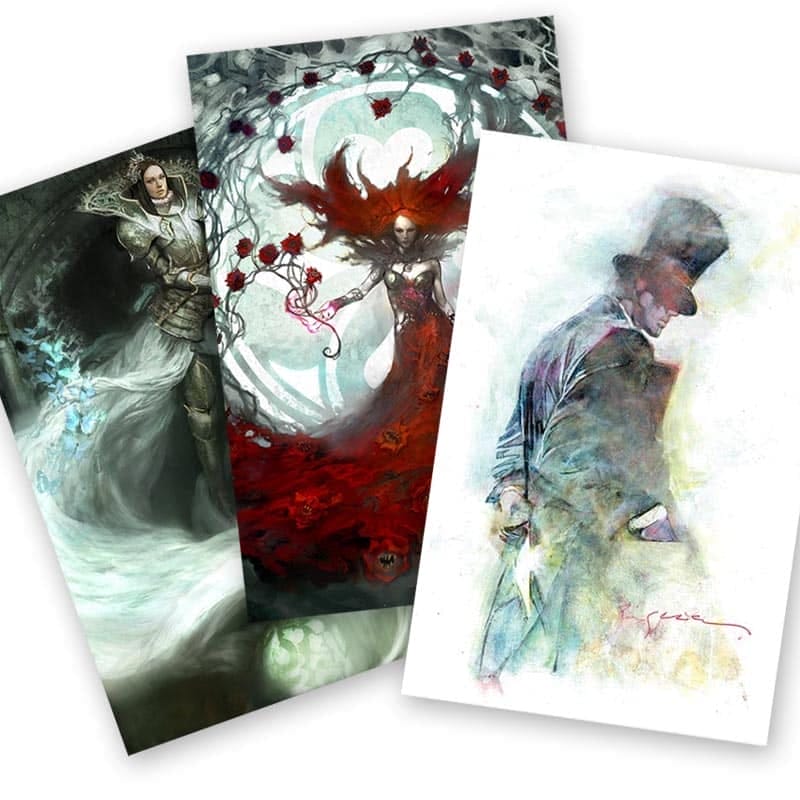 Three Looking Glass Wars character prints shown together.