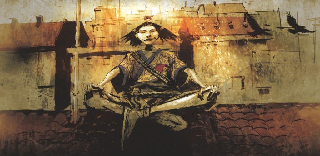 Illustration of Nekko from the graphic novel "Hatter M: Zen of Wonder" by Frank Beddor and Liz Cavalier. 