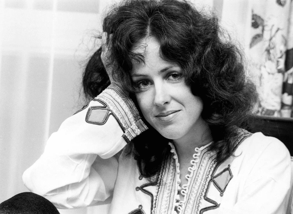 Black and White image of Jefferson Airplane singer Grace Slick, circa 1969.