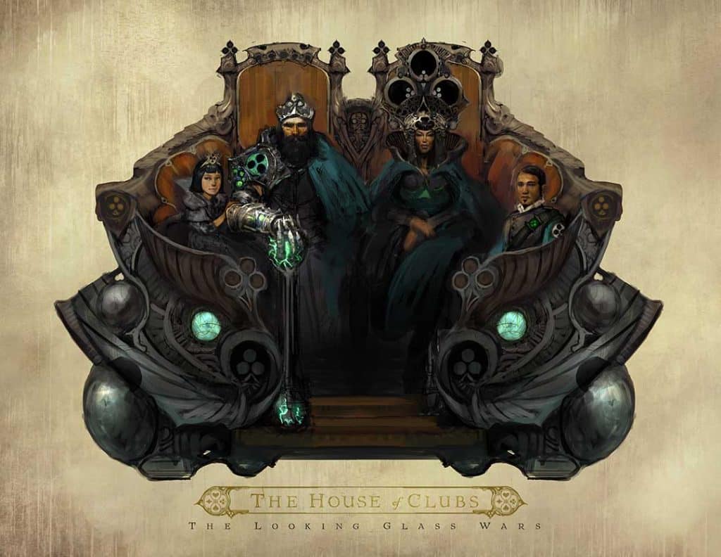 An illustration by artist Vance Kovacs of the Club noble family from Frank Beddor's "The Looking Glass Wars" universe. 