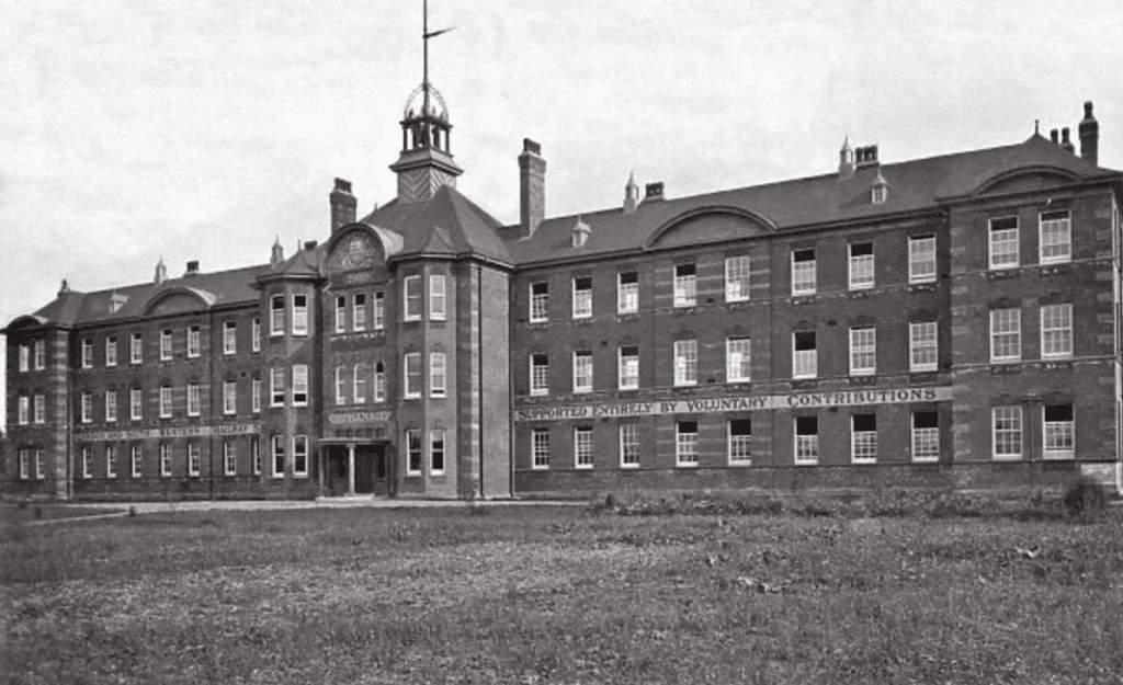 A photograph from around 1909 of the London &amp; South-Western Railway Orphanage, Woking. 