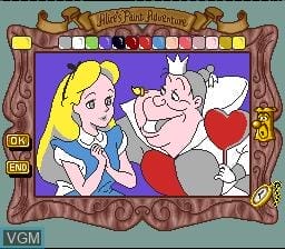 Image from the 1995 Super Famicom game "Alice no Paint Adventure!" featuring Alice and the Queen of Hearts, based on the 1951 Disney animated film.