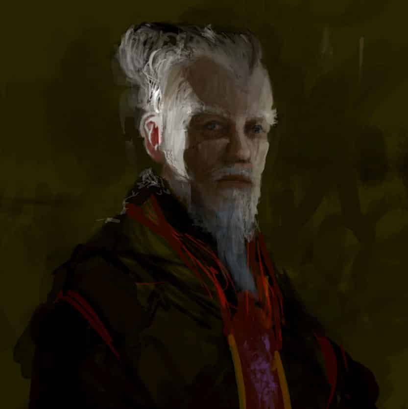 King Nolan created by Brian Flora -- the Wonderlandian King, father of Princess Alyss, Husband to Theodora. He has a white pointed beard, and grey hair combed back.