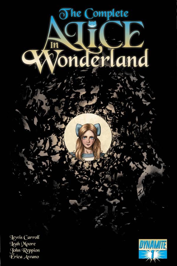 The Complete Alice in Wonderland from Dynamite Comics features an animated Alice looking at the reader as if we were down a rabbit hole
