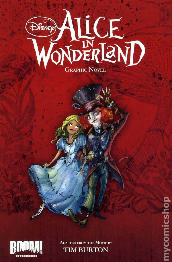 Cover of Tim Burton's Alice in Wonderland graphic novel presented by Disney 2010