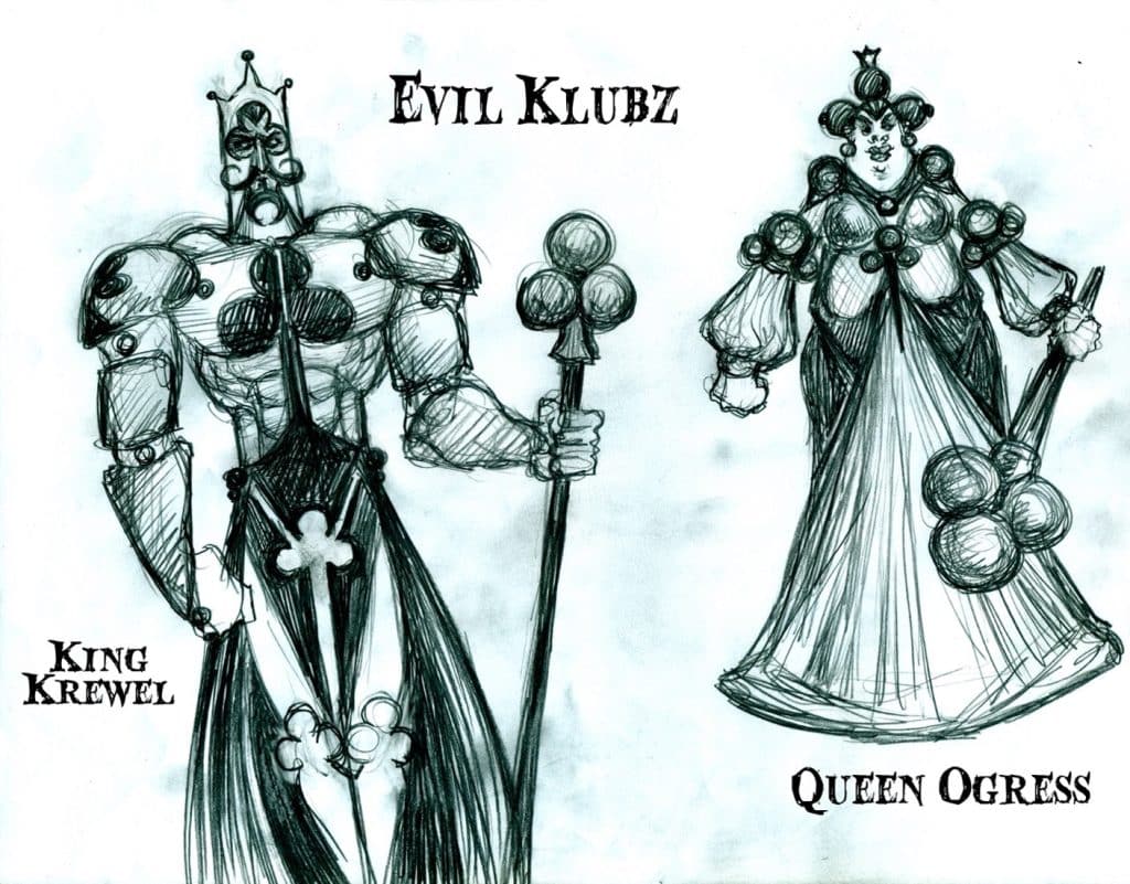 king krewel and queen ogress as part of the evil klubs in kingdom of cards