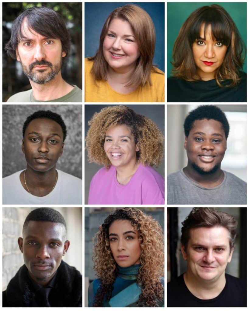 Alice-in-wonderland-cast-modern-adaptation-Liverpool-Playhouse-musical-Leanne-Jones-Paislie-Reed-Daniel-Carter-Hope-Natasha-Lewis-Jerome-Lincoln-Zweyla-Mitchell-Dos-Santos-Tomi-Ogbaro-John-Pfumojena-Steve-Simmonds-Lewis-Carroll-book-play-written-by-Vikki-Stone-London-UK