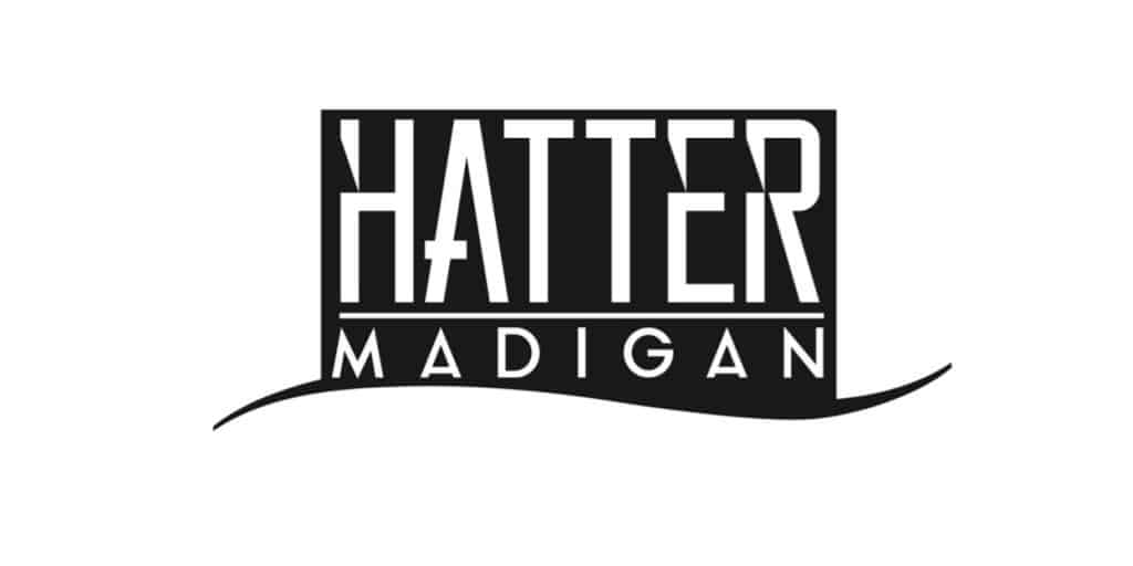 A black and white logo for Hatter Madigan, Frank Beddor's lead hero character from the Hatter M. graphic novels and his book series: The Looking Glass Wars. Designed by Fernando Del Rosario of Concept Zombie. 