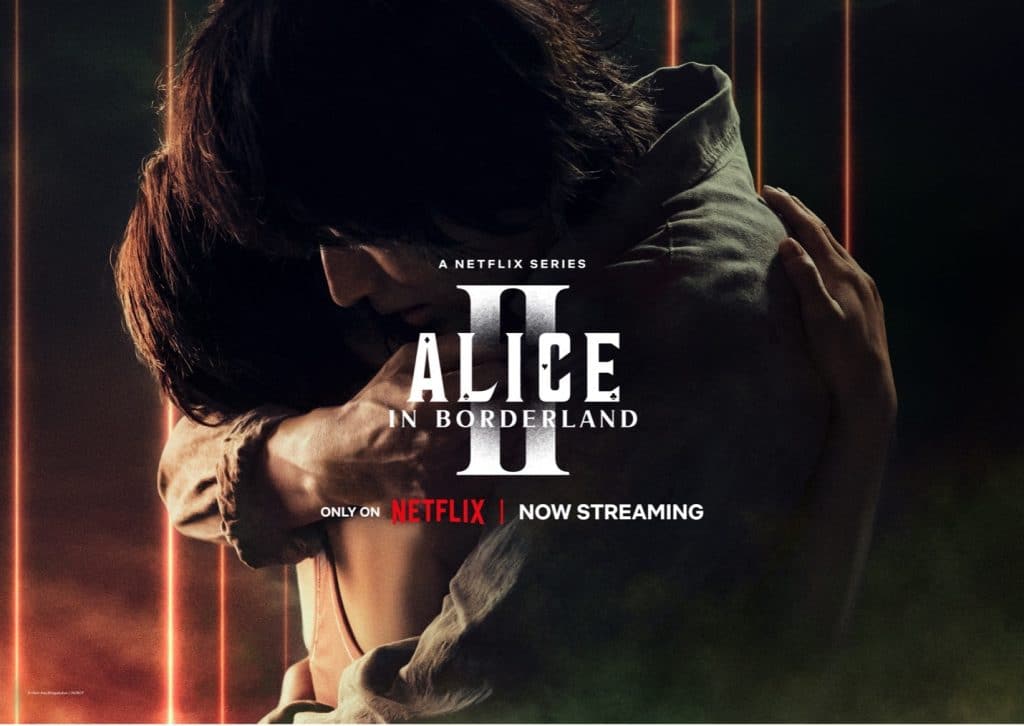 Two people hugging from the second season of the popular Netflix series: Alice in Borderland