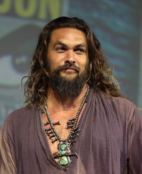 Image of actor and heartthrob: Jason Momoa, known for his roles in Game of Thrones and aa Aquaman in the DC Comics movies. Could he be a good choice to cast as Hatter Madigan in a movie adaptation of Frank Beddor's The Looking Glass Wars? 