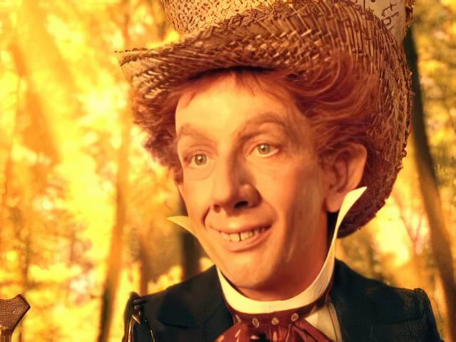 Image of Martin Short as the Mad Hatter, from Lewis Carroll's Alice in Wonderland, a made-for-TV movie, released in 1999. 