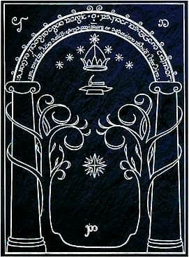 Illustration of the Doors of Durin from J.R.R. Tolkien's "The Lord of the Rings"