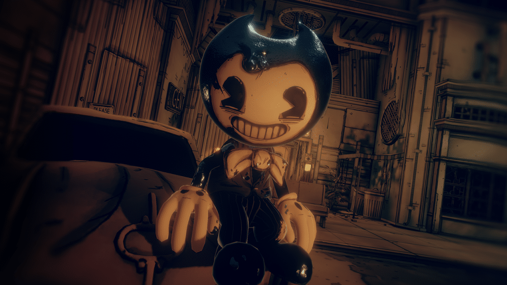 Image from the horror indie video game "Bendy and the Dark Revival" from Joey Drew Studios. 