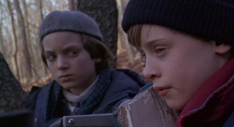 Still image of Elijah Wood as Mark Evans and Macaulay Culkin as Henry Evans in the 1993 psychological thriller "The Good Son".