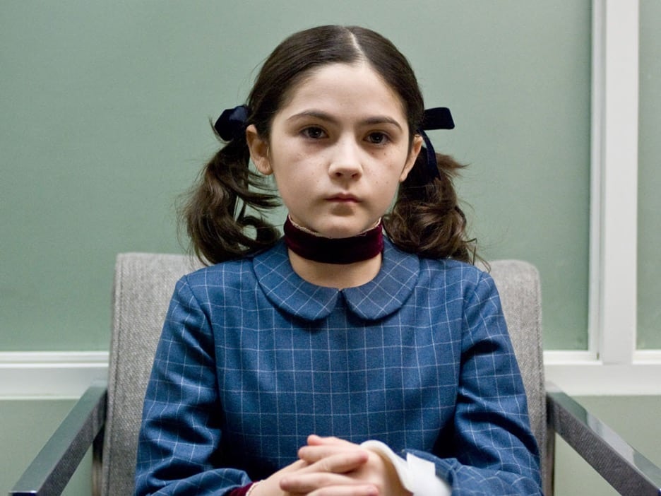 Still image of Isabelle Fuhrman as Esther in the 2009 psychological horror film "Orphan" directed by Jaume Collet-Serra. 