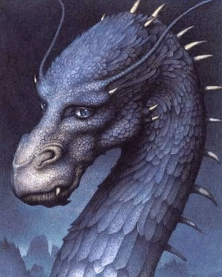 Illustration of the dragon Saphira by John Jude Palencar from the cover of the young adult fantasy novel "Eragon" by author Christopher Paolini.