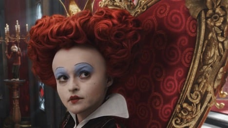 Still image of Helena Bonham Carter as Iracebeth/Red Queen from the 2010 fantasy adventure film "Alice in Wonderland".