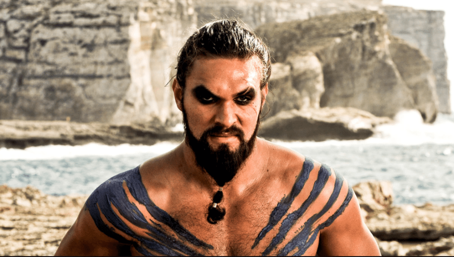 Still image of Jason Momoa as Khal Drogo from the HBO fantasy drama series "Game of Thrones". 