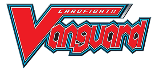 The logo for the Bushiroad trading card game Cardfight!! Vanguard featuring red text with a light blue outline. 